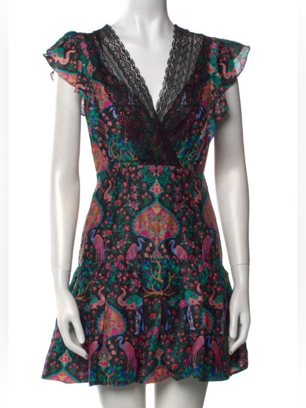 Sandro Paris Iveane Lace-Trim Floral Mini Dress